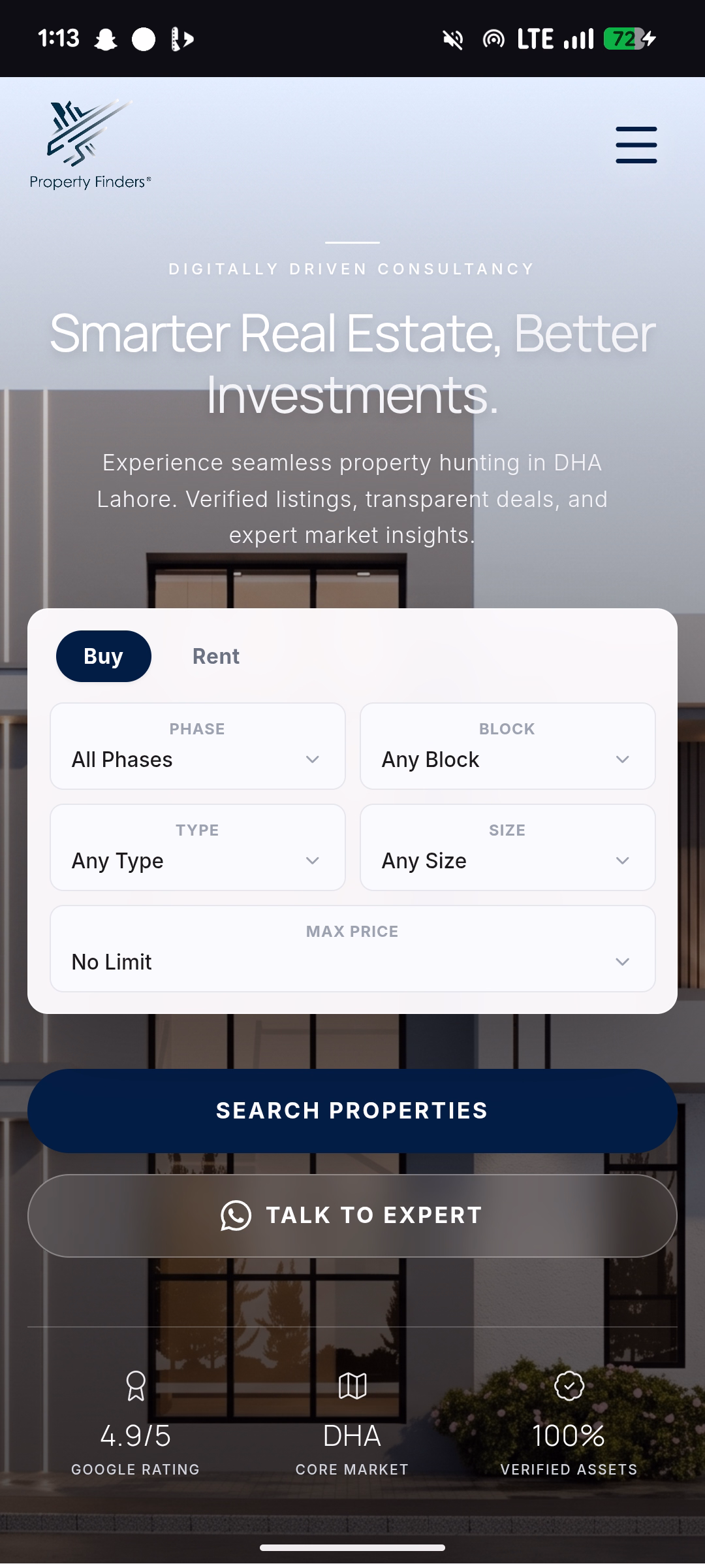 Property Finders Mobile View