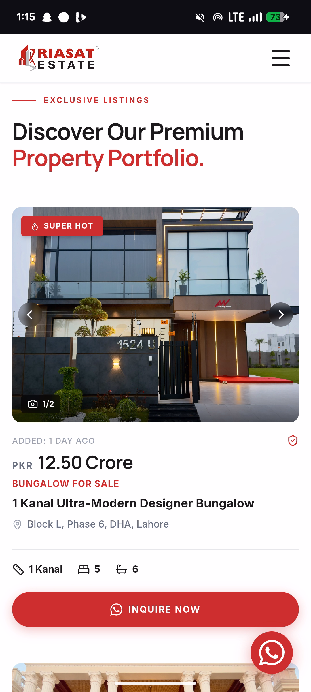 Riasat Estate Mobile View