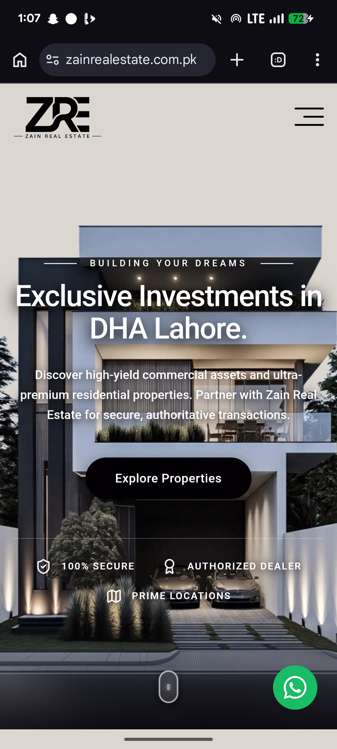 Zain Real Estate Mobile View