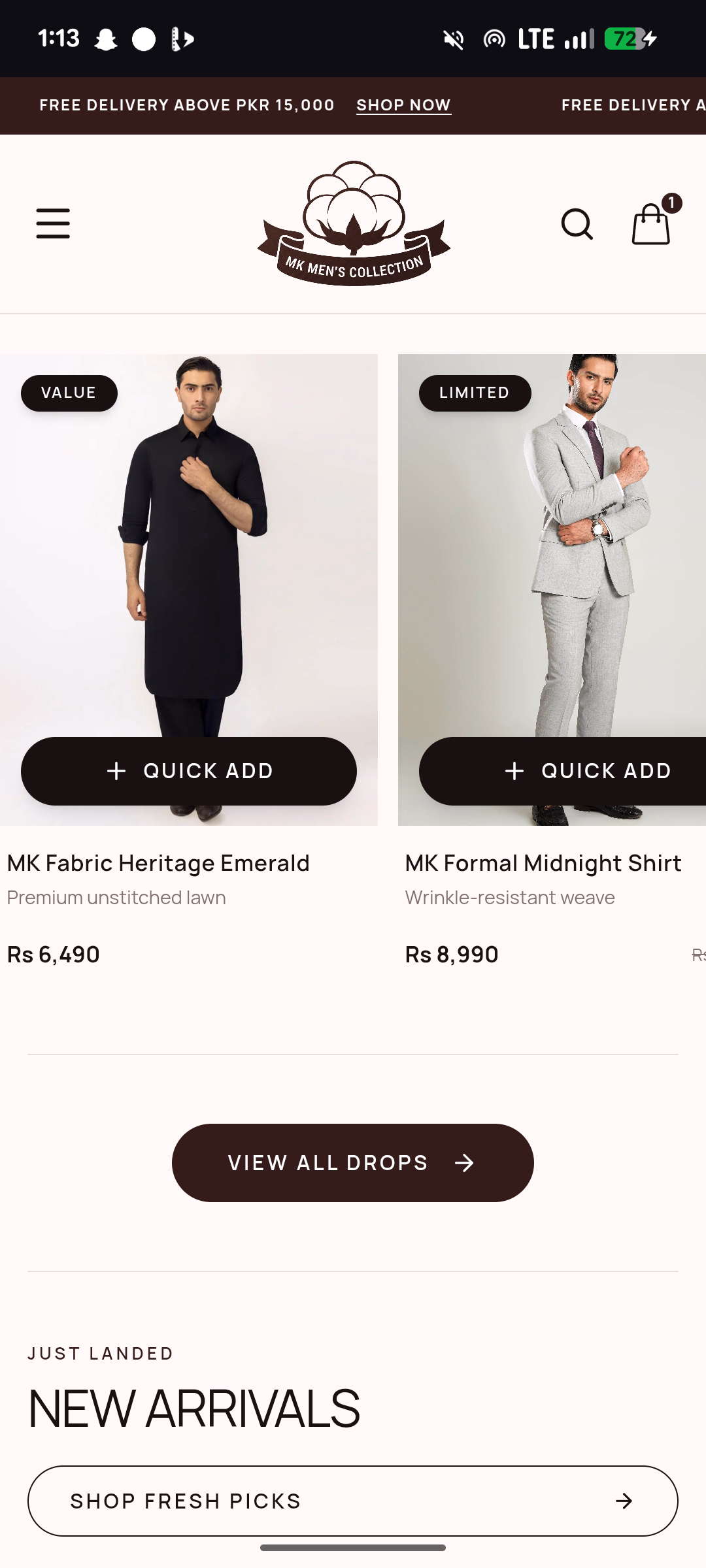 MK Men's Collection Mobile View